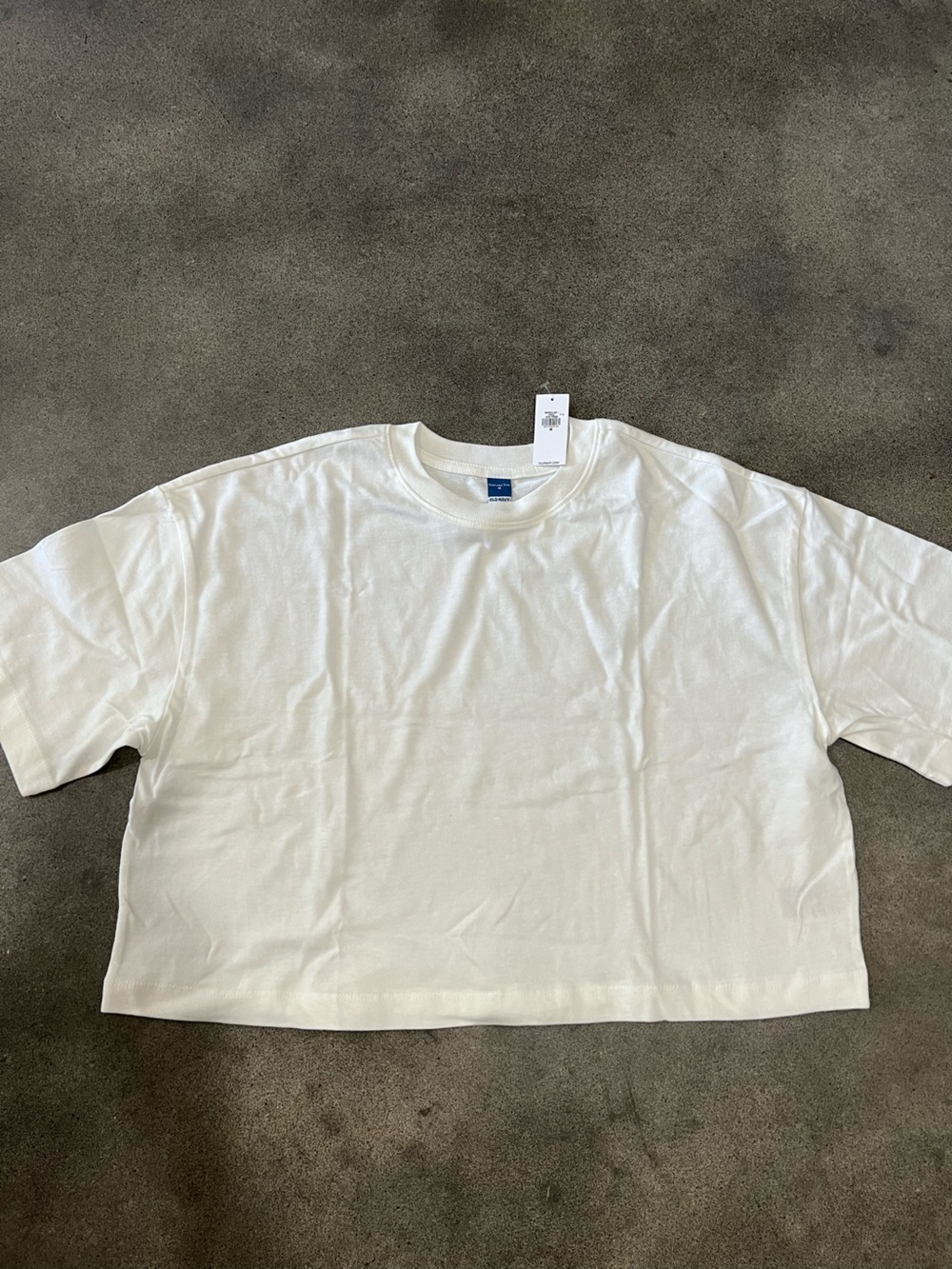 Old Navy White Cropped Boxy Crewneck Tee